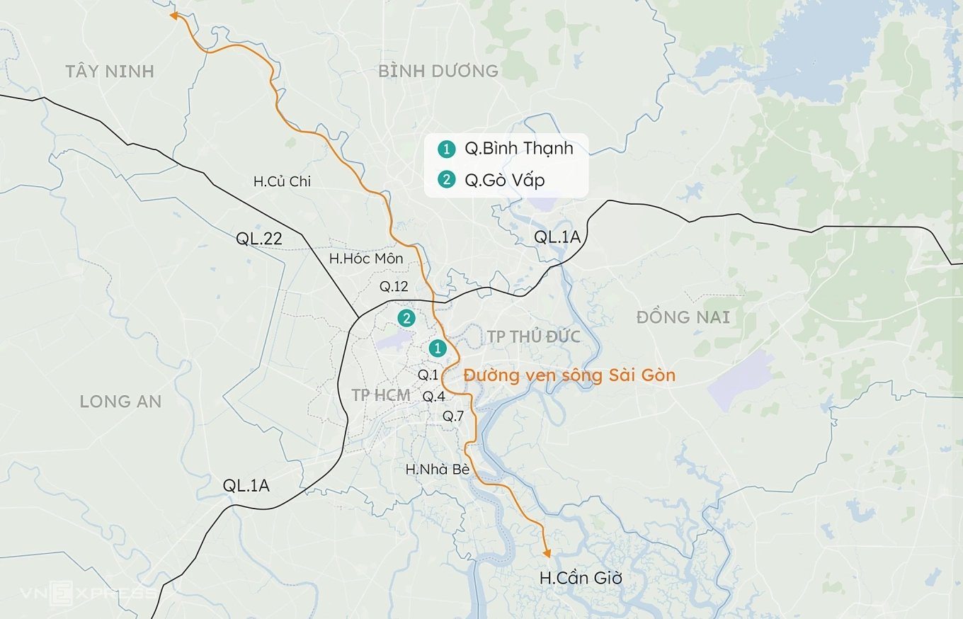  Đề xuất làm trục 8-10 làn xe và đường sắt nhẹ ven sông Sài Gòn 